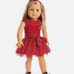NEW American Girl Doll Truly Me Joyful Jewels Holiday Outfit Red Dress Shoes